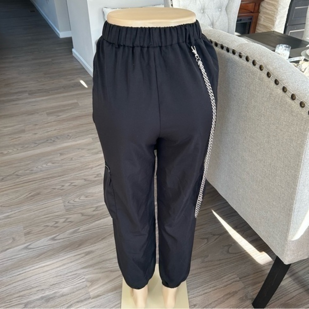 ๐NWT Romwe black punk rock chain black jogger slacks ๐ pants XS - Picture 6 of 16